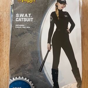 Women's Halloween Costume -  Black S.W.A.T. Catsuit - Women’s Small